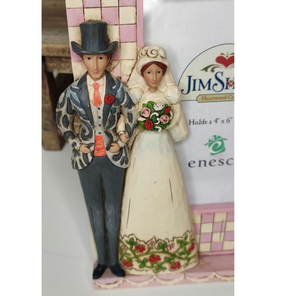 Jim Shore Pink and Cream Wedding Couple Picture Frame - Picture 13 of 16